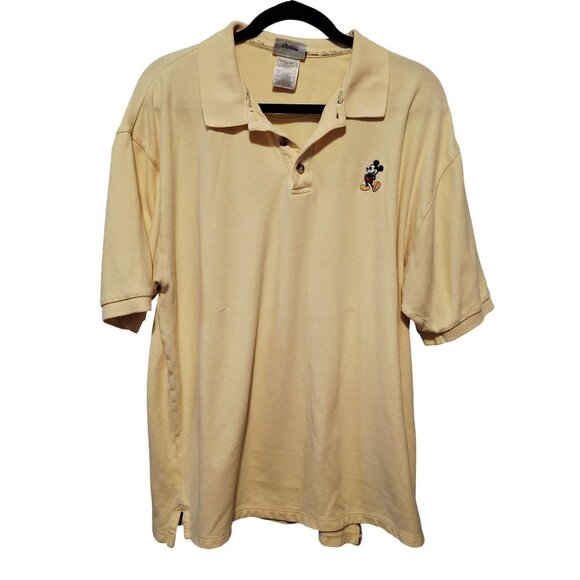 Walt Disney World Yellow Polo Shirt With Mickey Mouse Embroidery Size L 100% Cot - Picture 1 of 5